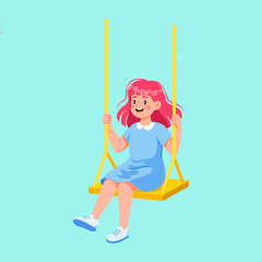 Cheerful Girl on a Swing