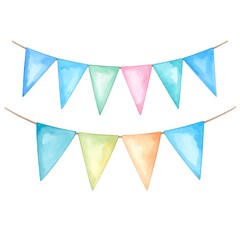 Watercolor bunting flags