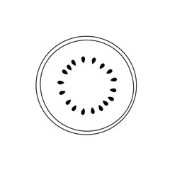 Simple Line Drawing of a Kiwi Fruit Slice