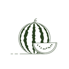 Watermelon Slice and Whole Fruit Illustration