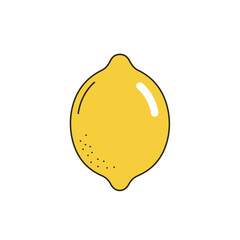Yellow Lemon Illustration on White Background