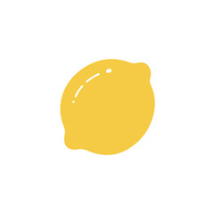 Yellow Lemon Illustration on White Background