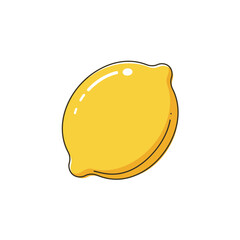 Yellow Lemon Illustration on White Background