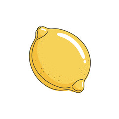 Yellow Lemon Illustration on White Background