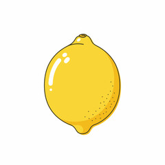 Yellow Lemon Illustration on White Background