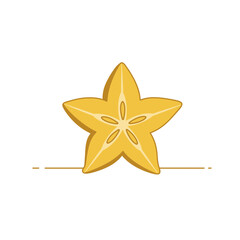Yellow Star Fruit Illustration on White Background