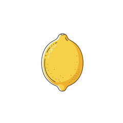 Yellow Lemon Illustration on White Background