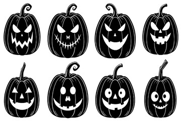Halloween Jack O’ Lantern Faces – Spooky Pumpkin Vector Set
