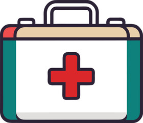 Fototapeta premium Stylized medical first aid kit icon with red cross symbol