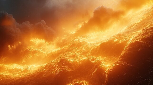 Thin metal sheets lifted by celestial golden photonic winds in space.
