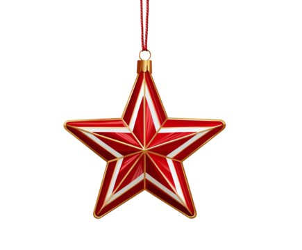 Festive Red Star Ornament with Gold Trim for Holiday Decor