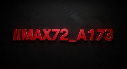 Industrial red code on a textured black background.