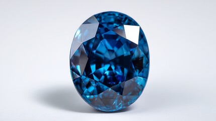 Fototapeta premium Deep Blue Gemstone Sparkles with Faceted Reflections, Elegance and Luxury for Jewelry Design, and Fine Craftsmanship