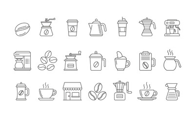 Fototapeta premium Coffee Icon Bundle Line Art Style Template