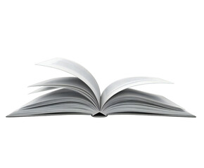 Fototapeta premium Open Book with Turning Pages Isolated on White Background