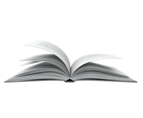 Open Book with Turning Pages Isolated on White Background