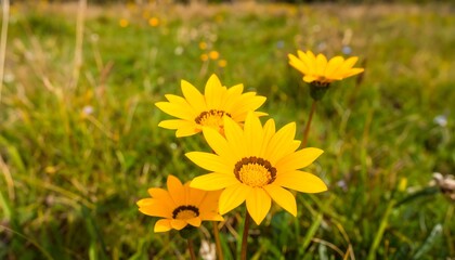 Bright yellow daisies blooming in a sunny meadow