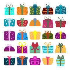 Fototapeta premium Flat Gift Boxes Vector Illustration Set 