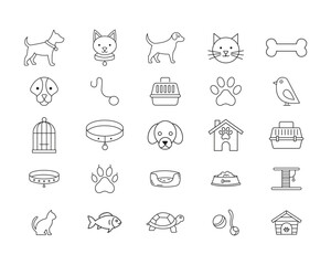 Pet Icon Set Line Art Style Template