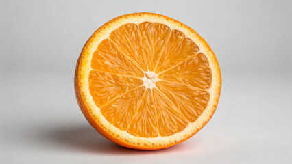 Half of a Juicy Orange on a White Background sliced photo