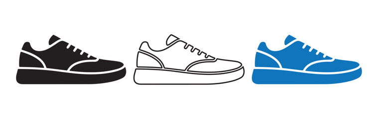 Shoes icon and outline icon color. Vector eps 10