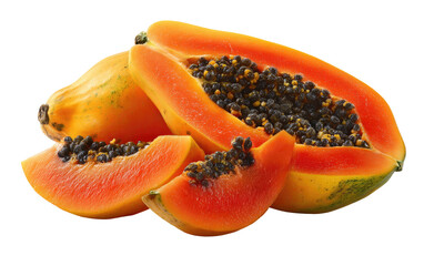 Fresh papaya slices, vibrant orange-red and yellow