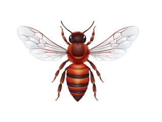 Bee insect wing animal nature flying striped yellow black pollinator detailed realistic isolated closeup macro wildlife entomology biology fauna environment summer garden flower ecosystem honey