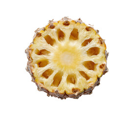 Close-up of a pineapple slice, showing the interior