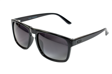 Black wayfarer style sunglasses isolated on white background