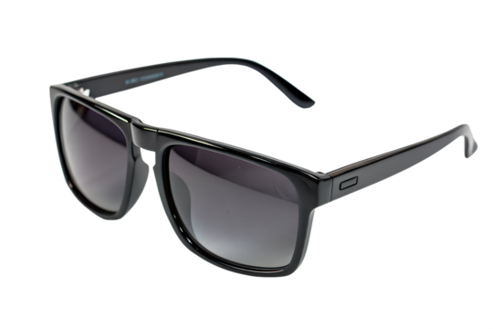 Black wayfarer style sunglasses isolated on white background