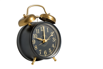 Vintage alarm clock isolated on white background