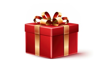Fototapeta premium Red gift box celebration anniversary decoration.