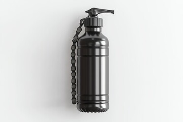 A realistic bike chain lubricant bottle mockup with a branded logo on a white background