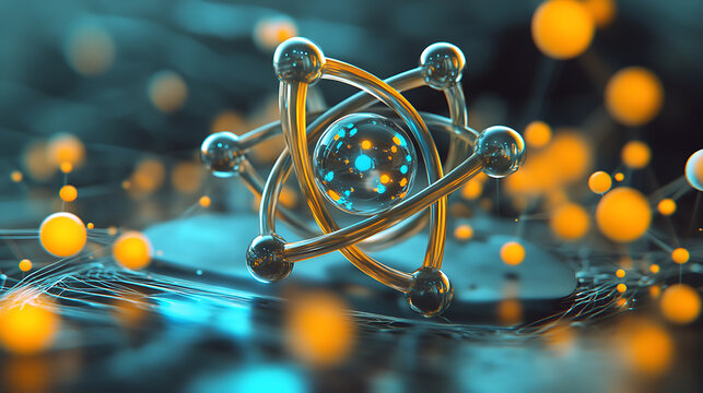Abstract Molecular Structure with Glowing Nodes and Connections