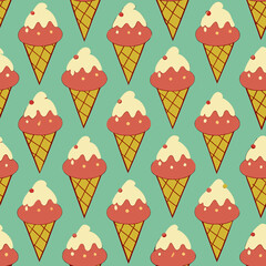 Retro Ice Cream Cone Seamless Pattern