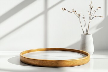 A mockup of a branded home decor accessory tray on a white background