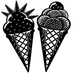 Two Stylized Ice Cream Cones Vector