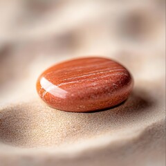 Red Jasper Stone on Sand Zen Garden Closeup