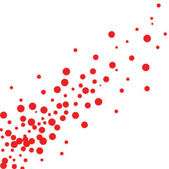 Abstract red particles scattered across a white background representing growth and dispersion