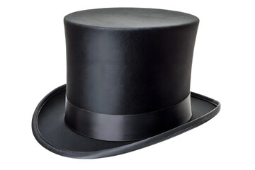 Classic black top hat isolated on white background