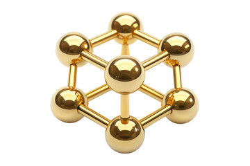 Golden geometric molecule structure isolated on white background