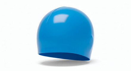 Fototapeta premium Isolated blue swim cap against white backdrop