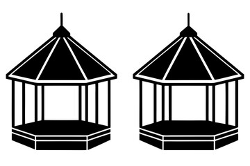 Dual Gazebo Icons: Park, Garden & Outdoor Event Venue Design