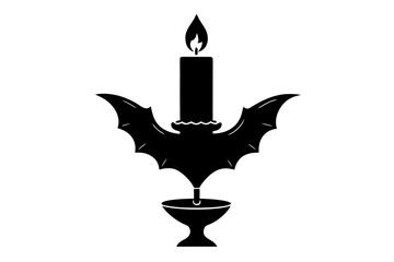 Gothic Bat & Candle Icon: Halloween, Spooky Decor & Mystical Design