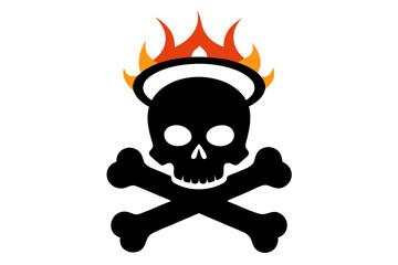 Flaming Skull & Crossbones Icon: Danger Warning & Edgy Design