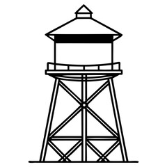 Black and white illustration of water tower structure