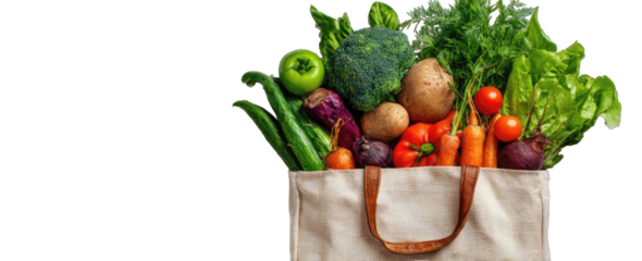 Shopping bag filled with fresh produce
