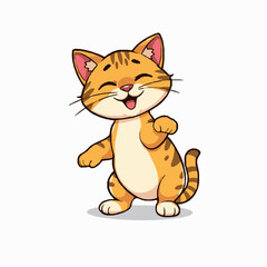 Obraz premium Dancing cartoon orange tabby cat with eyes closed and joyful expression kitten cute