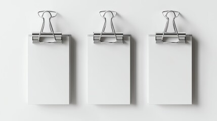 A realistic binder clip set mockup with a branded design on a white background