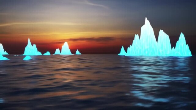 Abstract icebergs sunset